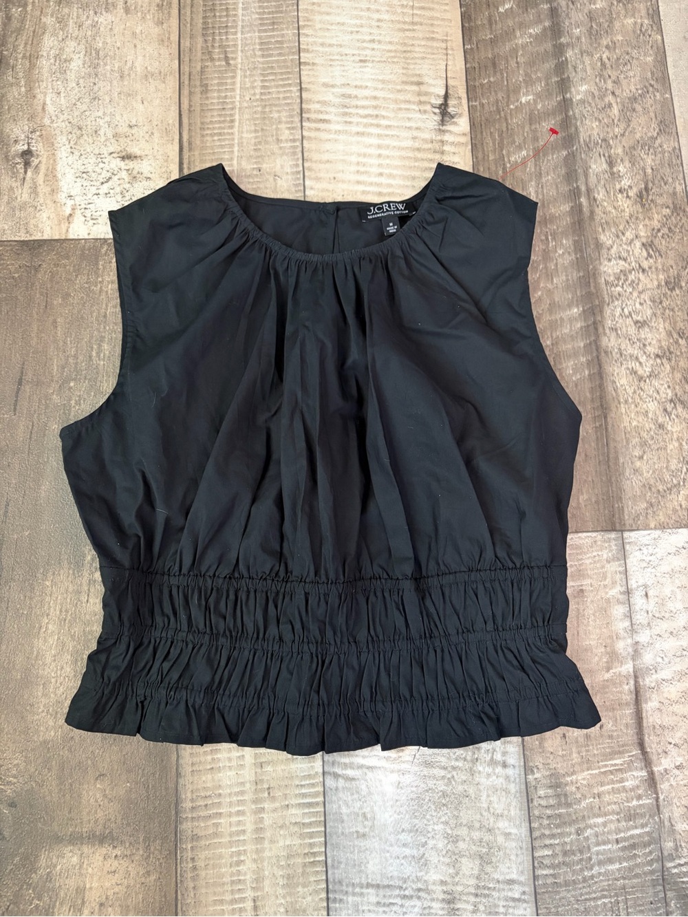 J. Crew Black Sleeveless Smocked Waist Blouse